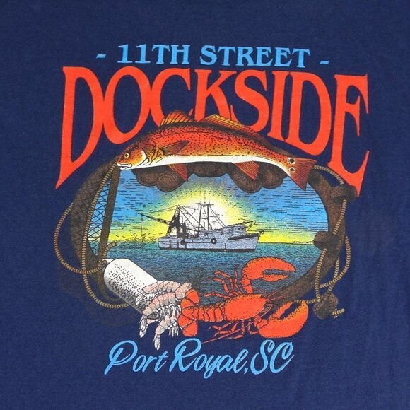 11th Street Dockside Port Royal SC Blue T-Shirt Md - Picture 4 of 4